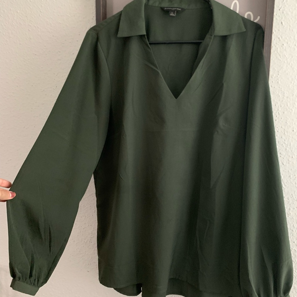 Banana Republic Slick Neck Long Sleeve Dress Blouse